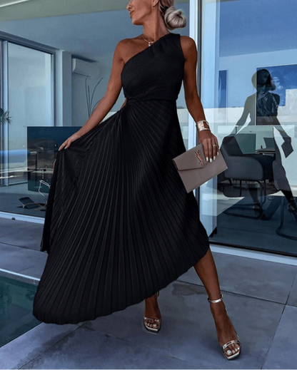 Estelle | Women’s One-Shoulder Pleated Maxi Dress