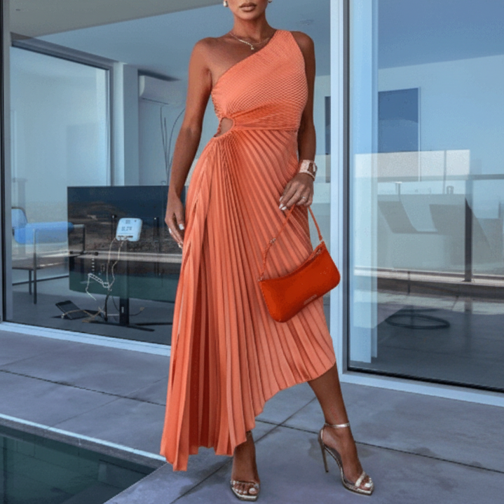 Estelle | Women’s One-Shoulder Pleated Maxi Dress
