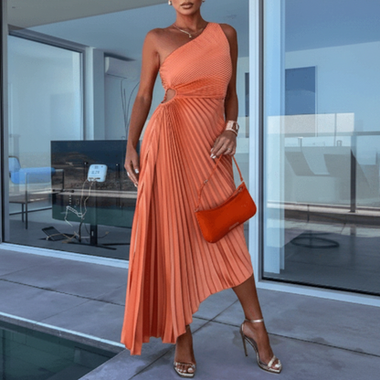 Estelle | Women’s One-Shoulder Pleated Maxi Dress