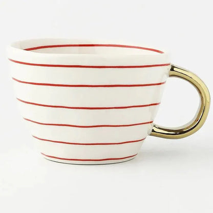Artistic Ceramic Mug | Hand-Painted Coffee Cup with Gold Handle