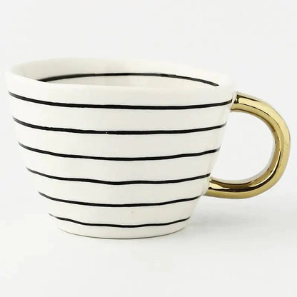 Artistic Ceramic Mug | Hand-Painted Coffee Cup with Gold Handle