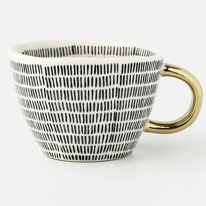 Artistic Ceramic Mug | Hand-Painted Coffee Cup with Gold Handle