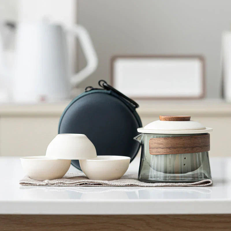 Lightweight Travel Tea Set | Teapot and Cups Organizer