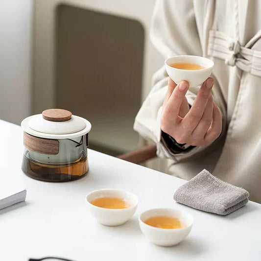 Lightweight Travel Tea Set | Teapot and Cups Organizer