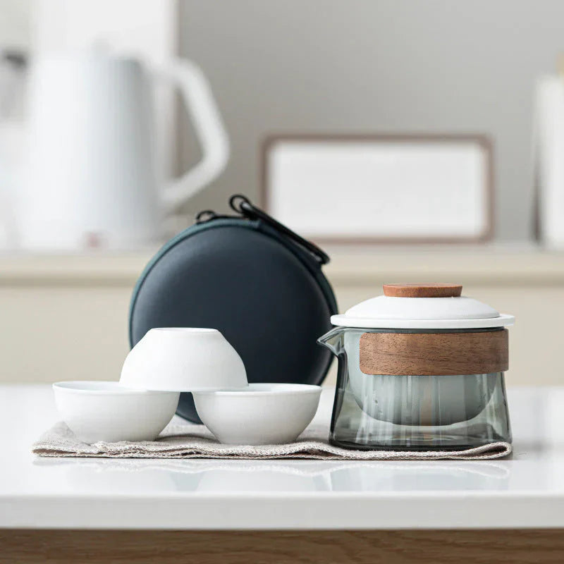 Lightweight Travel Tea Set | Teapot and Cups Organizer