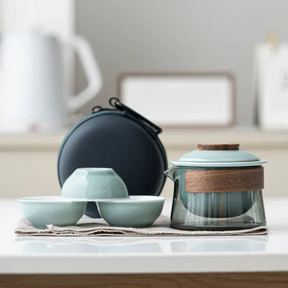 Lightweight Travel Tea Set | Teapot and Cups Organizer