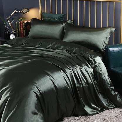 Luxury Silk Satin Bed Set | 4-Piece Duvet Cover & Pillowcase Set