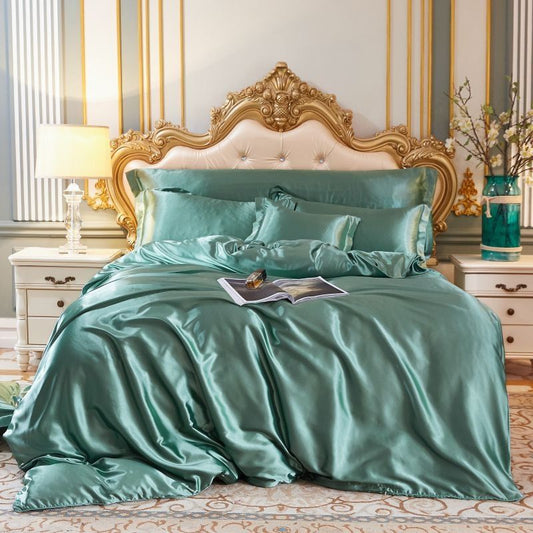 Luxury Silk Satin Bed Set | 4-Piece Duvet Cover & Pillowcase Set