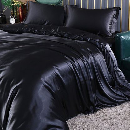 Luxury Silk Satin Bed Set | 4-Piece Duvet Cover & Pillowcase Set