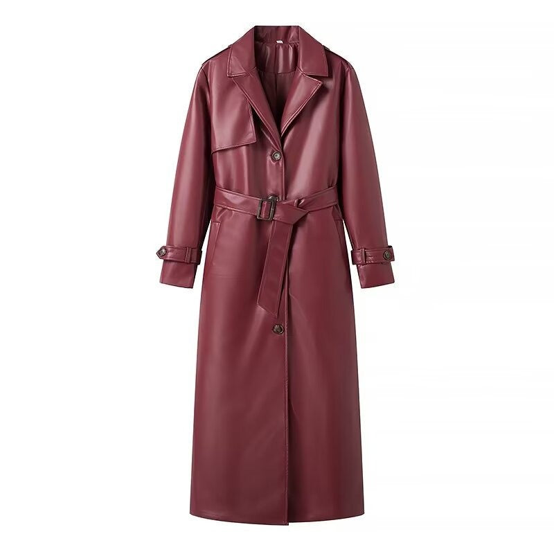 Elena | Women’s Leather Maxi Trench Coat