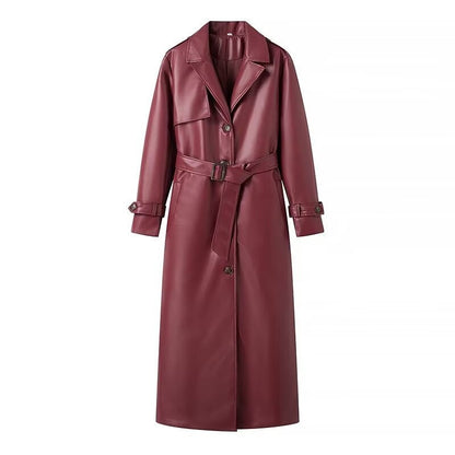 Elena | Women’s Leather Maxi Trench Coat