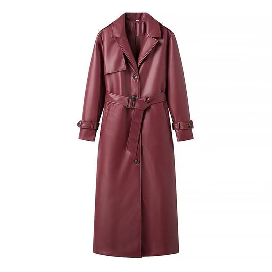 Elena | Women’s Leather Maxi Trench Coat