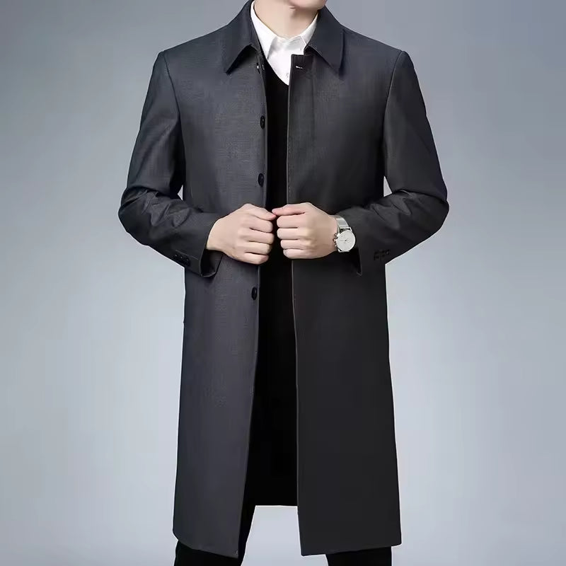 Samuel | Men’s Long Formal Tailored Coat with Button Front