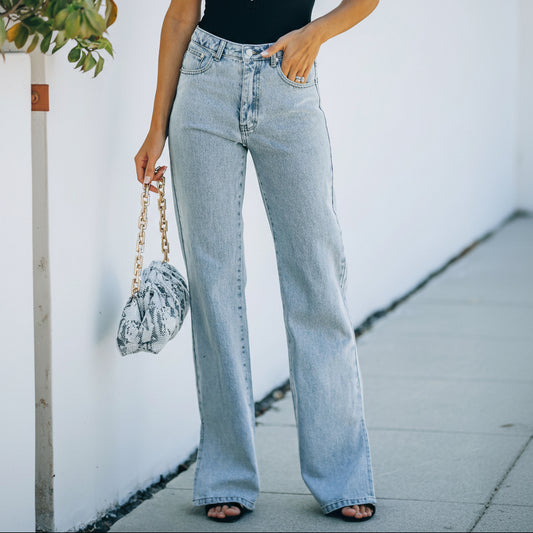 Carlyn | Women’s Light Distressed High Waist Flared Jeans