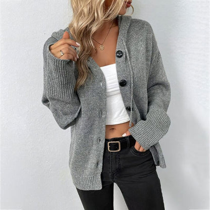Lili | Women’s Relaxed Fit Wool Blend Cardigan with Hood
