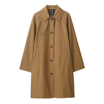 Juliette | Women’s Loose Cotton Blend Trench Coat with Raglan Sleeves