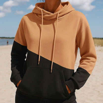 Amara | Women’s Soft Knit Color block Pullover Hoodie
