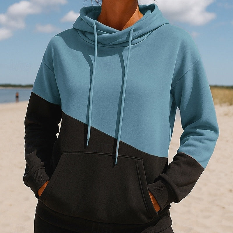 Amara | Women’s Soft Knit Color block Pullover Hoodie