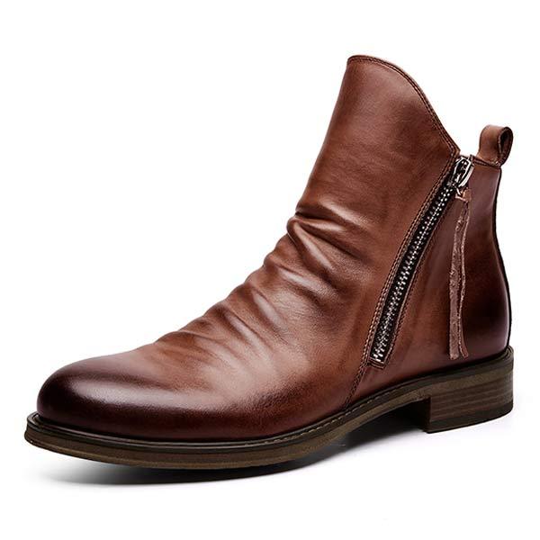 Milo | Men’s Casual Ankle Boots with Tassel and Zipper