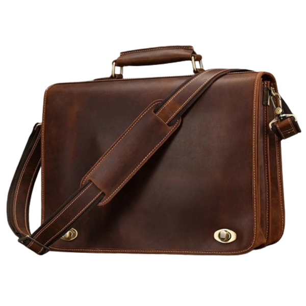 Vintage | Men's Leather Laptop Briefcase-1