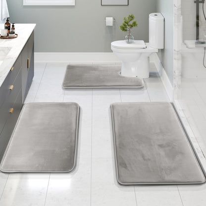 3-Piece Velvet Bath Mat Set | Non-Slip & Fast-Dry Comfort