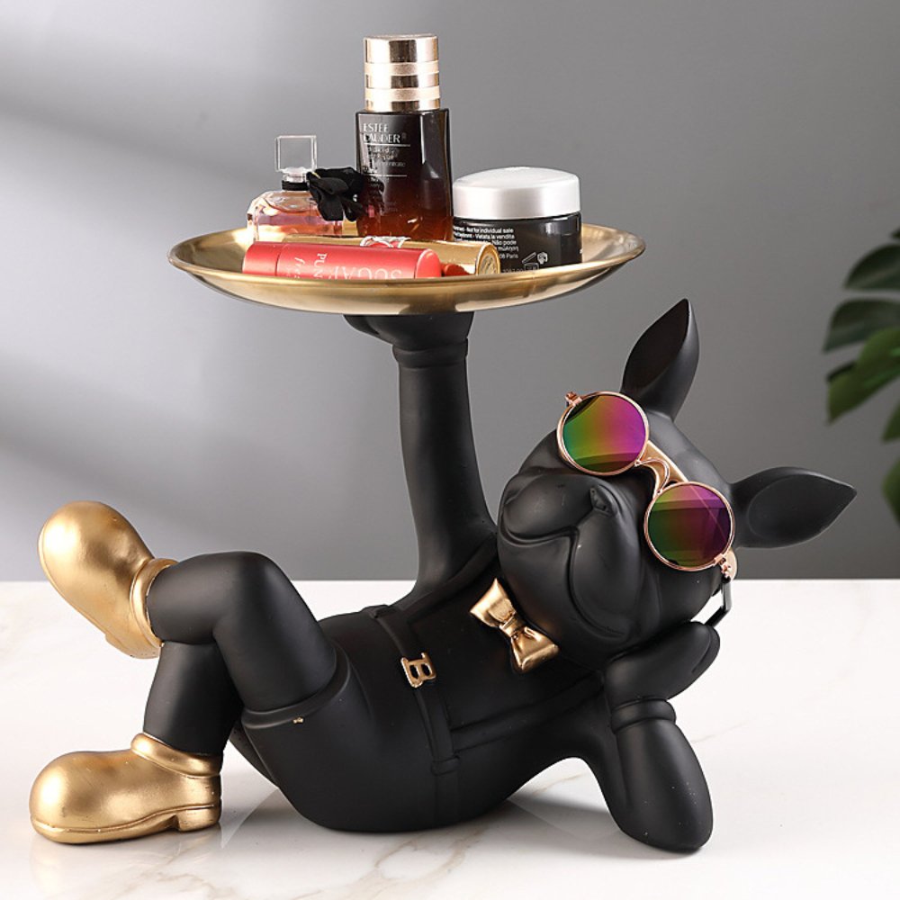 Resin Decor Tray | Bulldog Figurine Design
