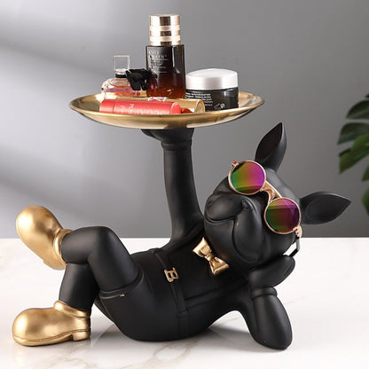 Resin Decor Tray | Bulldog Figurine Design