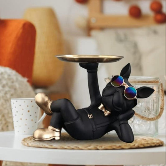 Resin Decor Tray | Bulldog Figurine Design