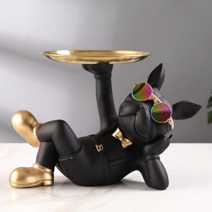 Resin Decor Tray | Bulldog Figurine Design
