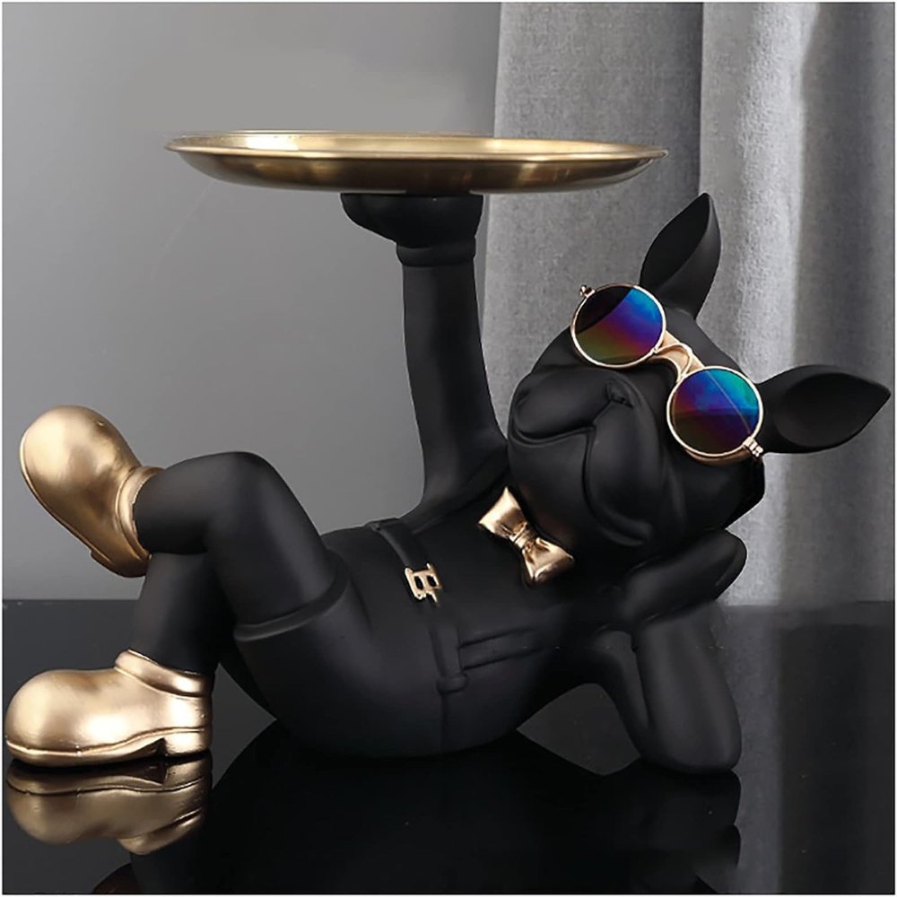 Resin Decor Tray | Bulldog Figurine Design