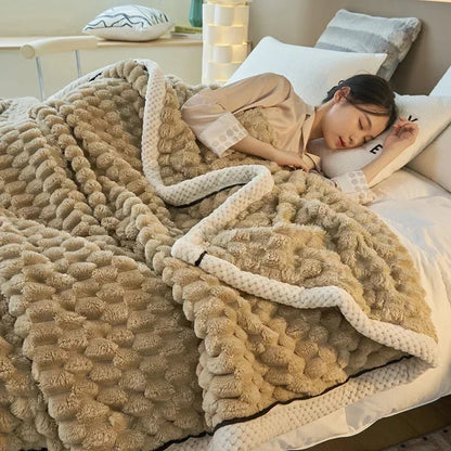 Double-Sided Velvet Blanket | Soft Coral Throw for Sofa & Bed Warmth