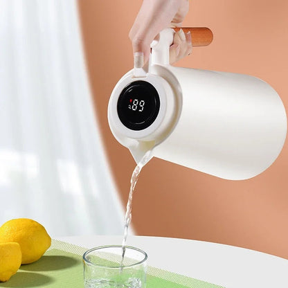 Artisan Glass Thermo Jug | Digital Temp & Wood Grip