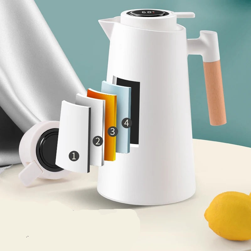 Artisan Glass Thermo Jug | Digital Temp & Wood Grip