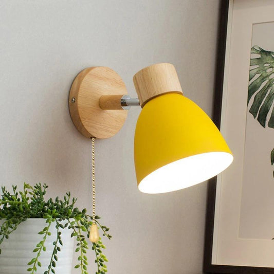 Wooden Hanging Pull Switch | ZenithWood Nordic Wall Lamp