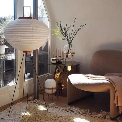 Rice Paper Tripod Design | ZenAura Japandi Floor Lamp