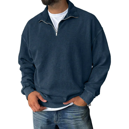Tobias | Men’s Cotton Blend Half-Zip Sweater with Drop Shoulder