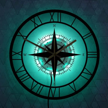 Nautical Compass Wall Clock | Silent Acrylic Design
