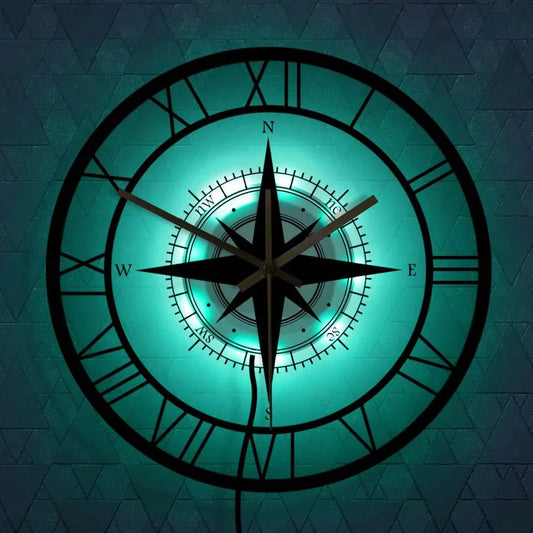 Nautical Compass Wall Clock | Silent Acrylic Design