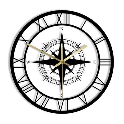 Nautical Compass Wall Clock | Silent Acrylic Design