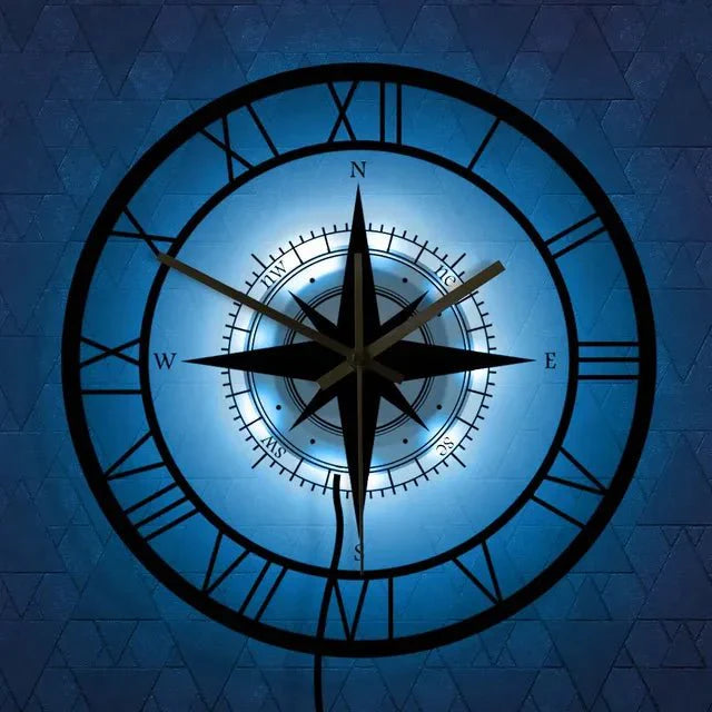 Nautical Compass Wall Clock | Silent Acrylic Design