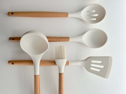 Silicone Cooking Utensils | Wooden Style Handles