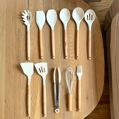 Silicone Cooking Utensils | Wooden Style Handles