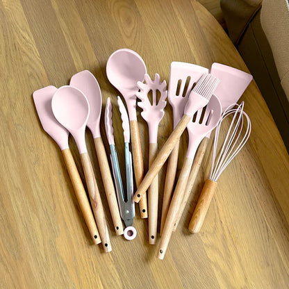 Silicone Cooking Utensils | Wooden Style Handles