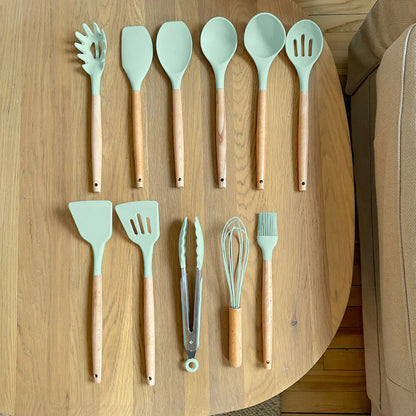 Silicone Cooking Utensils | Wooden Style Handles