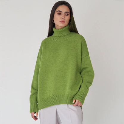 Celeste | Women’s Oversized Wool Sweater with Ribbed High Neck