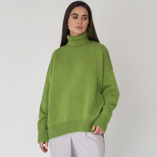 Celeste | Women’s Oversized Wool Sweater with Ribbed High Neck