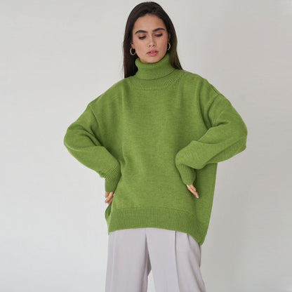 Celeste | Women’s Oversized Wool Sweater with Ribbed High Neck