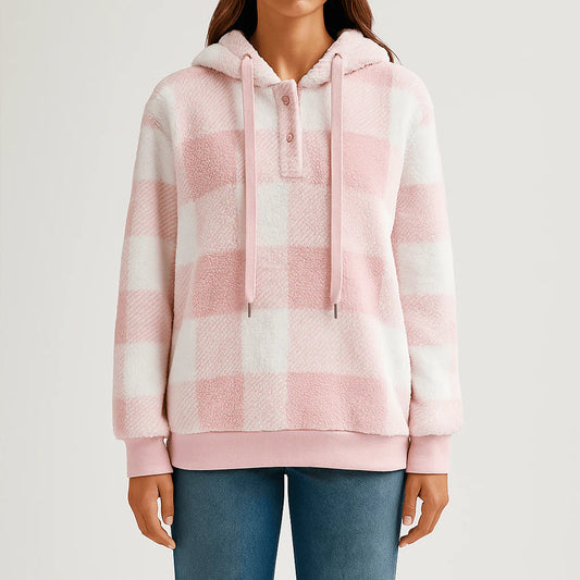Lorelai | Women’s Cozy Knit Plaid Pullover Hoodie