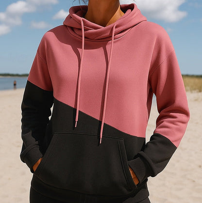 Amara | Women’s Soft Knit Color block Pullover Hoodie