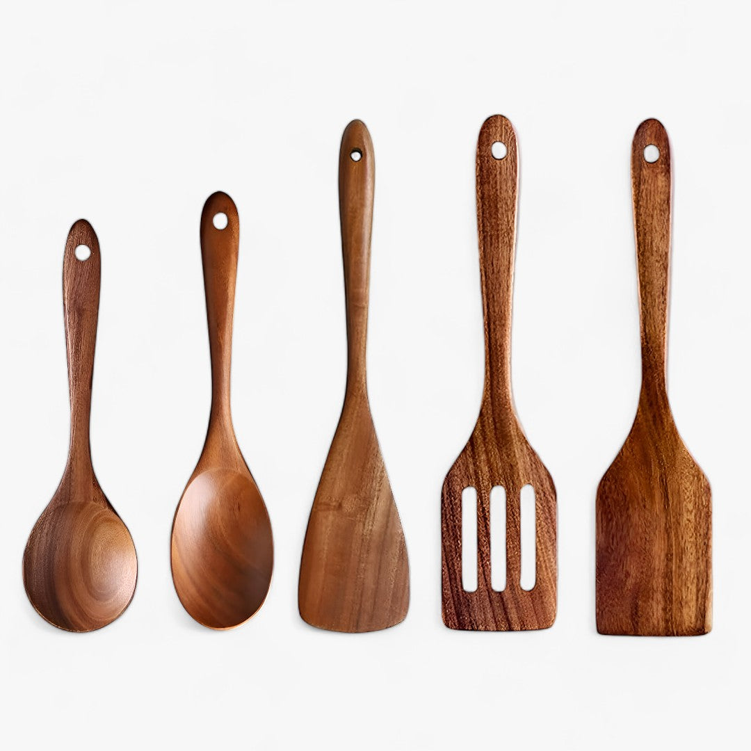 7-Piece Kitchen Utensil Set | Handmade Teak Wood Cooking Tools